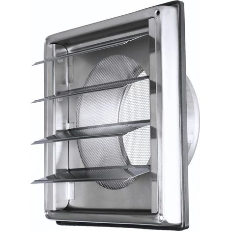 Grille Ventilation Inox 125mm pour Hotte/Sèche-Linge - avec Moustiquaire Anti-Insectes et Lames Mobiles - Flux d'Air Optimal (1/5)