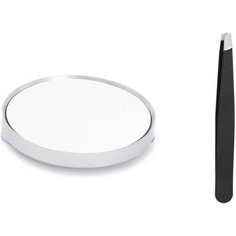 Miroir de maquillage grossissant 30x avec pince à épiler - Miroir portable à ventouse pour la beauté (1/5)