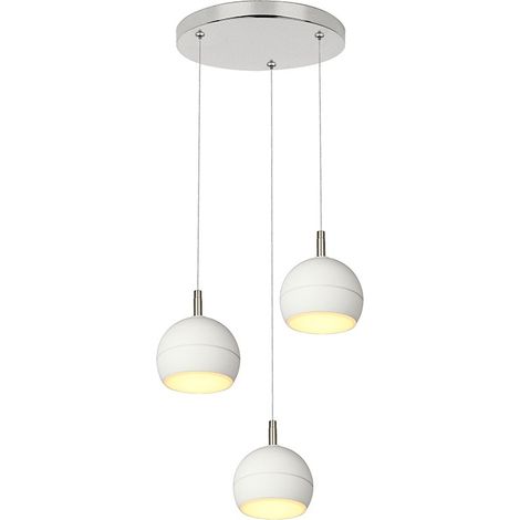 LED Pendelleuchte Hängelampe Esszimmerlampe 3-Flammig Weiß Silber H 150 cm (1/5)
