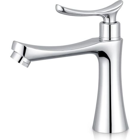 Robinet mitigeur à levier unique pour toilettes d'invités avec un trou - Montage sur pont - Chrome poli (1/4)