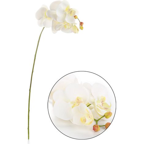 Fleurs d'orchidées Phalaenopsis artificielles à 6 têtes, fausses tiges résistantes à la décoloration pour Vase, décoration de maison, blanches (1/5)
