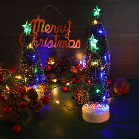 3 pièces de fête de Noël, décoration de maison, ornements d'ambiance, mini arbres de Noël lumineux (un grand, un moyen et un petit) (1/4)