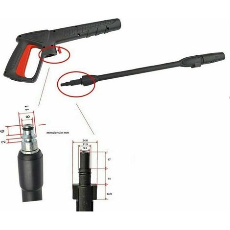 Pistola ad acqua ad alta pressione regolabile per pulitori AR, ideale per la schiuma, con connessione universale. (1/3)