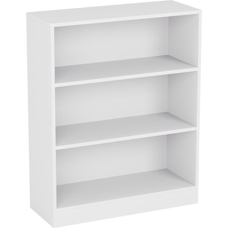 Bibliothèque Basse à 3 étagère, Bois Blanc, Meuble pour Bureau, Salle de séjour et Chambre (1/5)
