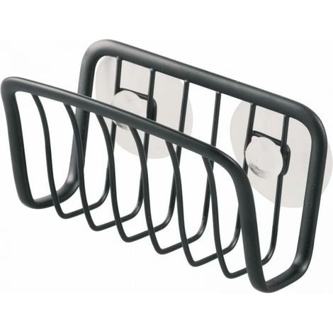 Porte-éponge à ventouse (noir), petit organiseur d'évier en métal pour éponges et spatules (1/5)