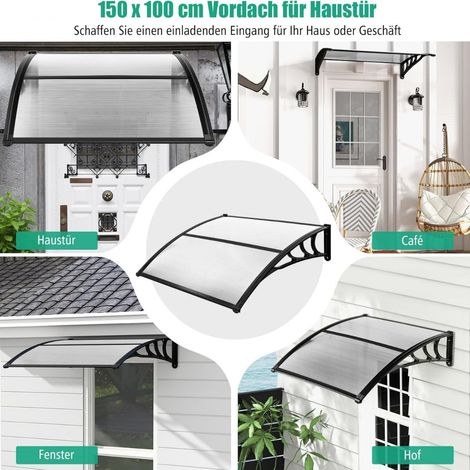 Tenda da sole per porta d'ingresso 150x100 cm, alluminio e policarbonato