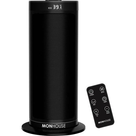 MONHOUSE Electric Space Heater - Remote Control/Overheat Protection - 12H Timer - 40cm - Black