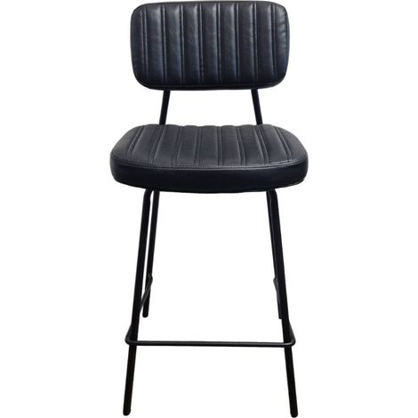 Tabouret d'intérieur Houston Noir 65cm en métal et simili cuir (1/2)