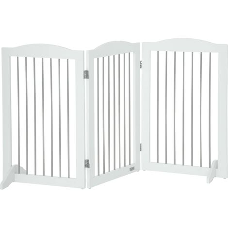 Barrera de seguridad para perros, diseño plegable, versátil para escaleras y puertas, blanca - 154 x 30 x 80 cm, 154 x 30 x 80 cm (1/2)