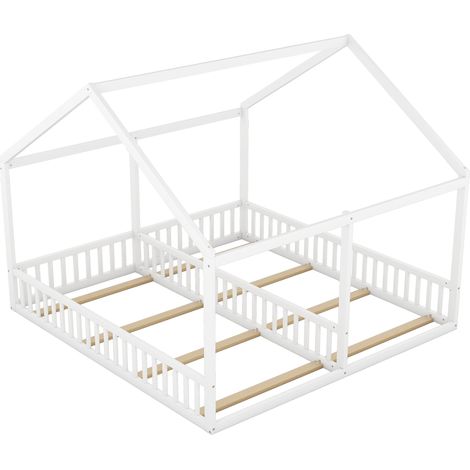 Cama cabaña infantil 2 en 1 90 x 200 cm blanca HOMVRA (1/5)