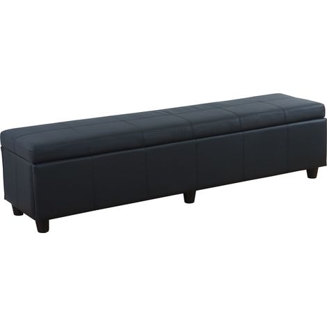 [JAMAIS UTILISÉ] Banc banquette Kriens XXL, 180x45x45cm, similicuir, noir mat (1/5)