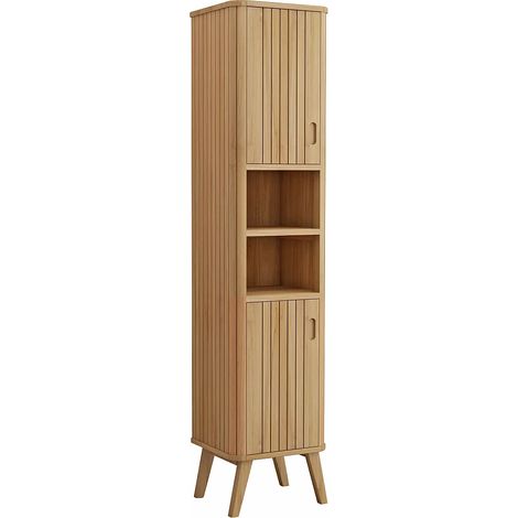 Colonna bagno con piedi in teak e nicchie H180 cm - WAMENA (1/5)
