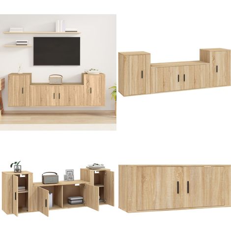 Ensemble de meubles TV 3 pcs Chêne sonoma Bois d'ingénierie - Ensemble de meubles TV - Bois d'ingénierie (1/5)