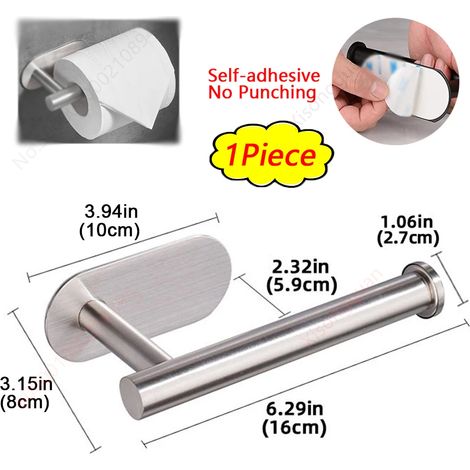 (1 pièce argentée courte) Porte-essuie-tout, porte-papier toilette, distributeur de mouchoirs adhésif, accessoires de rangement pour salle de bain (1/5)