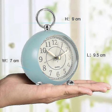 Réveil silencieux, à piles, réveil de bureau sans tic-tac, réveil analogique, réveil rétro pour chambre, bleu sobre. (1/2)