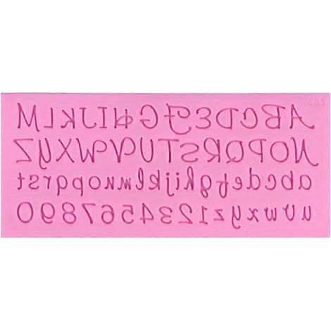 Handgefertigte Silikonform mit englischen Buchstaben für Fondant, Schokolade und Kuchen (rosa) (1/3)