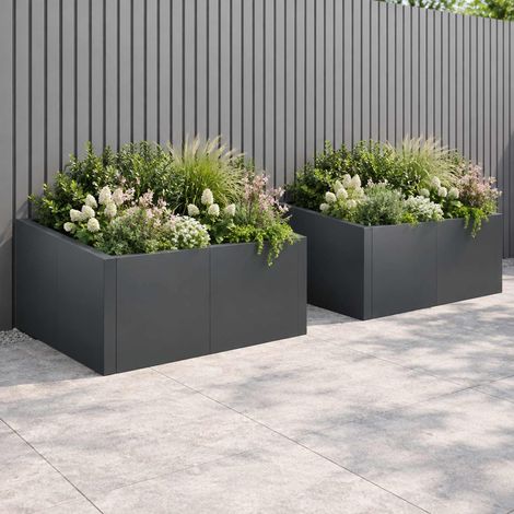 vidaXL Retaining Wall 4 pcs 100 x 100 x 30 cm Steel Anthracite (1/5)