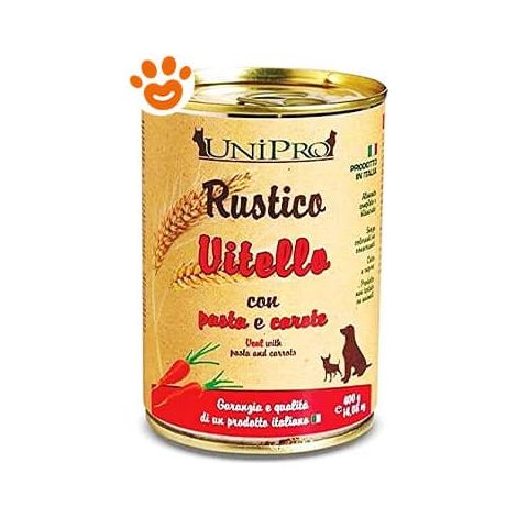 Unipro Dog Rustico Vitello con Pasta e Carote - Lattina 400 Gr -