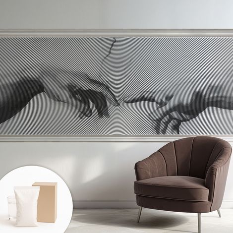 Papier peint intissé mural avec imprimé pour décoration pour salon pour chambre à coucher pour entrée Mains hypnotiques 250x104 cm (1/5)