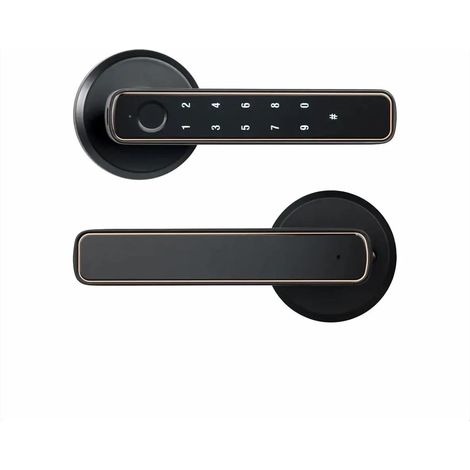 Serrure de Porte Intelligente Bluetooth à Empreintes digitales, avec Mot de Passe, déverrouillage mécanique for Porte en Bois, poignée, Smartlife (1/5)