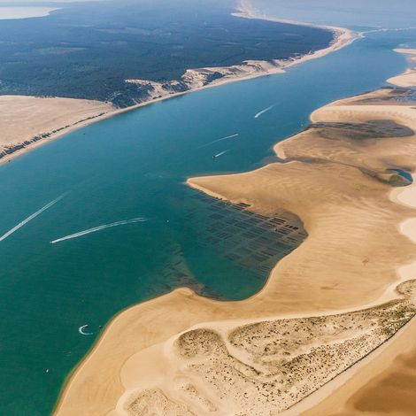 Tableau sur toile vue ciel Arcachon 30x30 cm - Impression sur Toile Murale Décorative - Image imprimée en HD sur Toile - Toile sur Châssis en Bois FSC - Fabriqué en France (1/4)