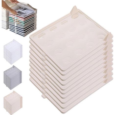 Ensemble de 10 boîtes de rangement pour vêtements – Organisateurs de placard – Empilables – Infroissables – Plastique – Jaunes (1/5)