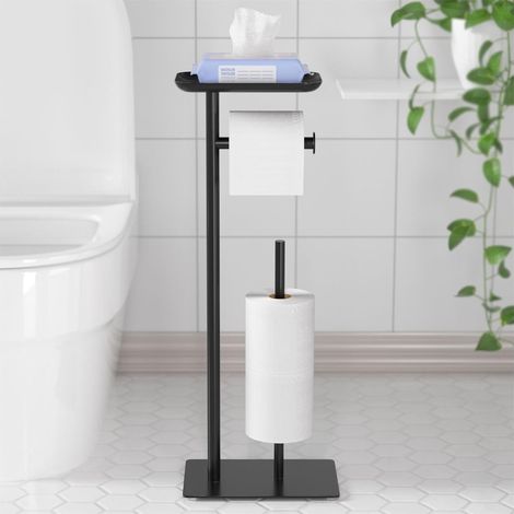 Freistehender Toilettenpapierhalter mit Ablagefach oben, Toilettenpapierständer, freistehender Toilettenpapierspender (1/5)
