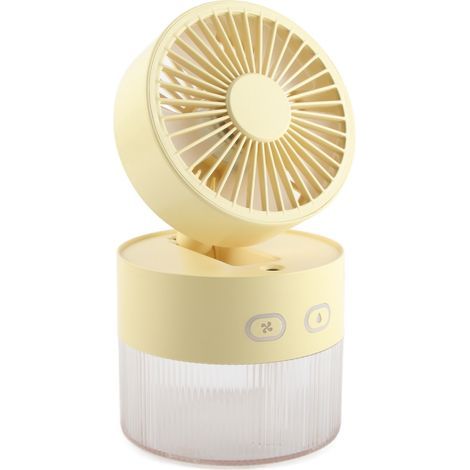 Mini ventilateur à eau pliable, petit ventilateur de bureau, en ABS, avec brumisateur USB, pour la maison, la bibliothèque ou le bureau (jaune). (1/5)