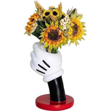 Niedliche und leicht zu reinigende, dekorative, handförmige Vase im Cartoon-Design für Pflanzen und Blumen, zu Hause oder im Büro. (1/5)