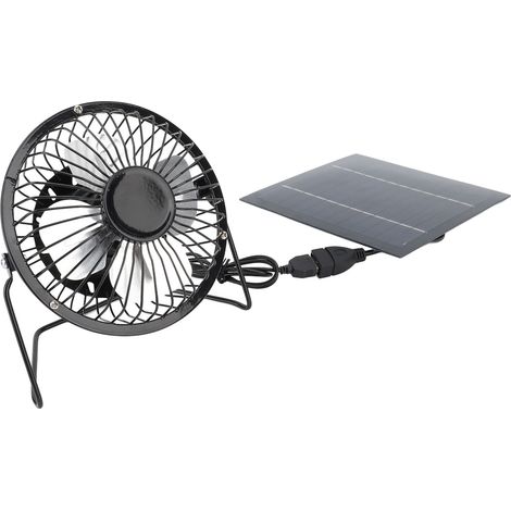 Ventilateur solaire 5 W alimenté par panneau solaire pour le refroidissement extérieur, kit de ventilateur solaire USB pour serre, poulailler ou niche pour chien (1/5)