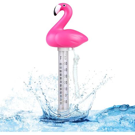 Thermomètre flottant pour piscine, baignoire, piscine et étang (flamant rose)