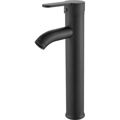 Robinet de lavabo moderne noir mat, monotrou, poignée unique, aérateur, corps haut, pour lavabo, robinets de salle de bains (1/4)