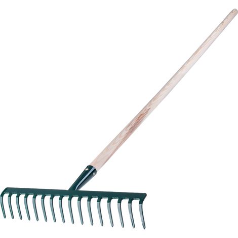 Rastrillo de jardín, acero resistente, mango de 152 cm de largo, cabezal de 40,6 cm de ancho, peso de 1,1 kg, adecuado para el mantenimiento de césped y jardines. (1/5)