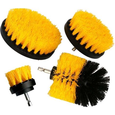 Perceuse à brosse 4 pièces, kit de nettoyage d'outils de perceuse à brosse, jaune (1/4)