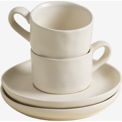 Pack de 2 tazas de café 10 cl con plato en gres Belvere SKLUM        (1/5)