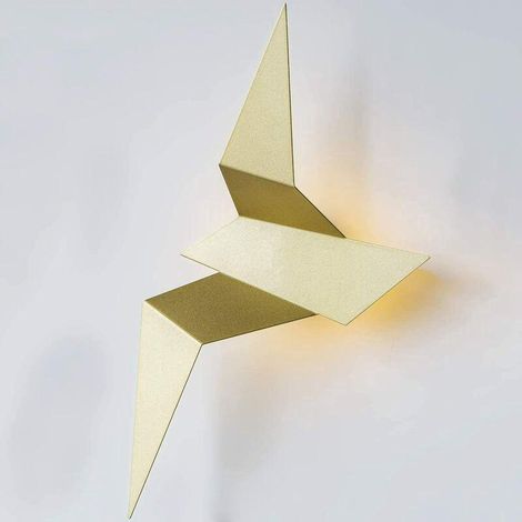 Applique murale moderne à LED en forme d'oiseau volant pour chambre ou salon (12,8 pouces) (Or) (1/4)