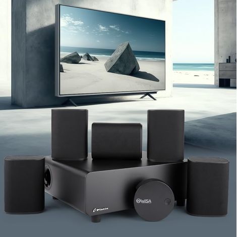 5.1 Kompaktes Wireless Heimkinosystem – Milan Surround Sound Set, WISA Low Latency, Preis-Leistungs-Sieger für kleine Wohnzimmer & Apartments, Schwarz