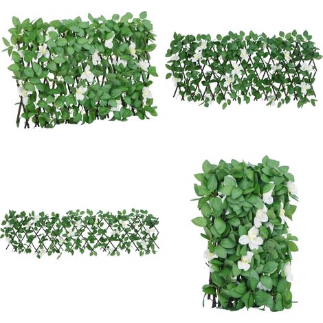 Treillis de lierre artificiel extensible vert 180x30 cm - Clôture extensible - Décoration extérieure (1/5)