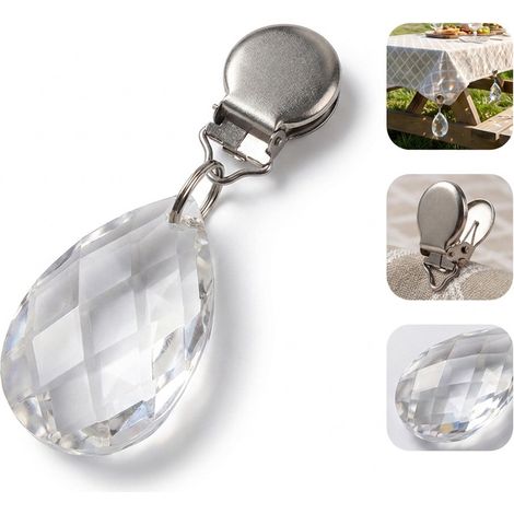 1 Pince à Nappe Cristal Lourd Transparent Anti-vent pour Pique-nique Extérieur et Décoration Rideau 3,1 x 4,7 x 9 cm Domestique (1/5)