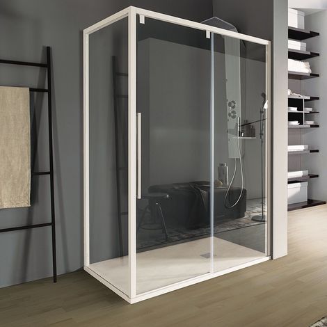 Samo - Porte douche coulissante 2 panneaux 167-171 cm profilé chromé brillant verre transparent Gauche - ACRUX