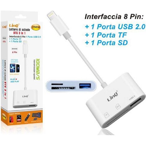 Trade Shop - SCHEDE MEMORY CARD OTG 3IN1 INTERFACCIAL LIGHTN TO MICRO-SD/TF/USB ITH518 - (1/2)