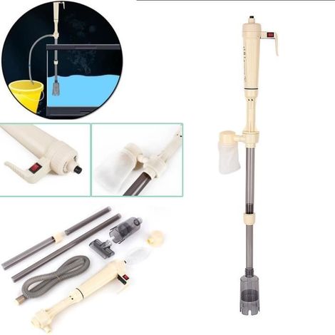 Aspirateur Électrique pour Aquarium Siphon Nettoyeur de Gravier Sable et Filtre l\'eau Appareils de Nettoyage Sans Batterie HB056 (1/4)