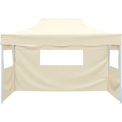 Tente pliable avec 3 parois 3 x 4,5 m Crème (1/5)