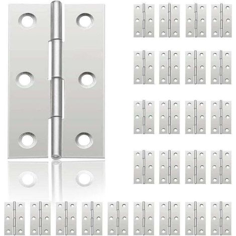 24Pcs Petit Charnières pour Portes, Charnière Inox, DIY Charnières de Portes pour Porte Placard Charnière Piano Botes à bijoux La Maison Meubles Matériel Armoire(44mm32mm) (1/4)