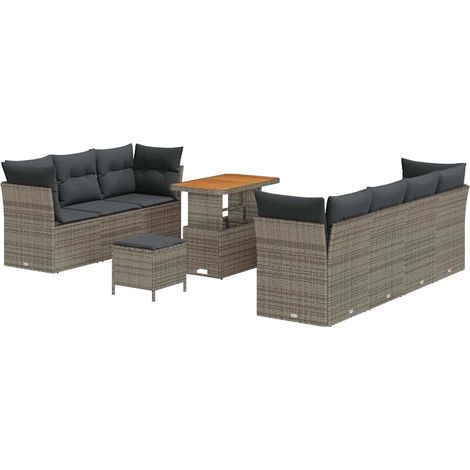 Maison Exclusive - Set Divano da Giardino 10 pcs Grigio polyrattan
