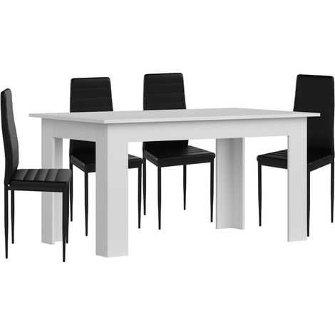 Pack Mesa de Comedor o Cocina + 4 Sillas en Polipiel/metal