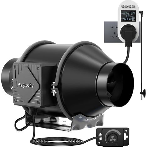Extracteur d'Air 150mm,prise intelligente für tentes  Ventilateur d'extraction 36m³/h) avec capteur d'humidité systèmes de ventilation hydroponique (1/5)
