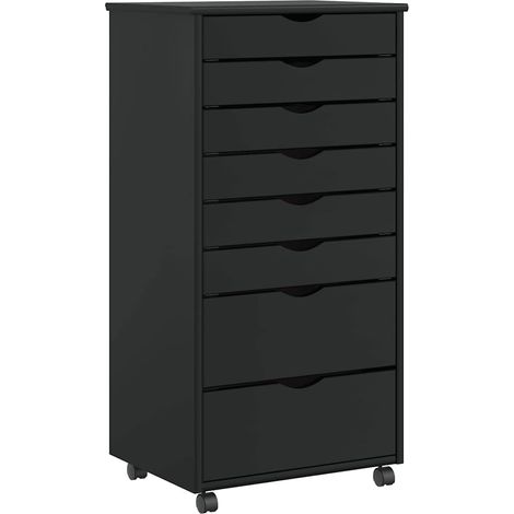 Cajonera con ruedas MOSS madera maciza de pino negro (1/5)