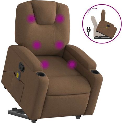 Chaise de massage ergonomique à inclinaison réglable – Fauteuil relax en tissu brun, dossier inclinable 180°, repose-pieds extensible, idéal pour détente, lecture ou sieste (1/5)