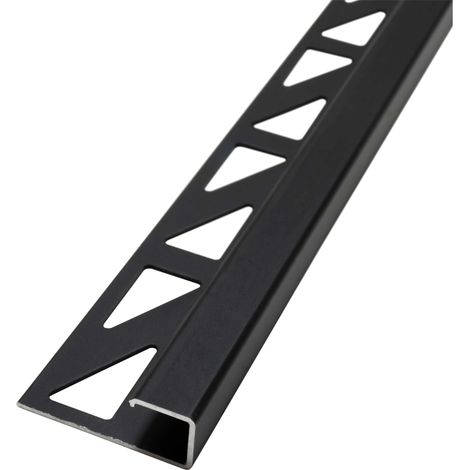 Dalsys Fliesenschiene Eckprofil Quadratprofil Aluminium (eloxiert, Fliesenprofil - Schwarz 2,5m x 10mm, 1 Stück (1/5)